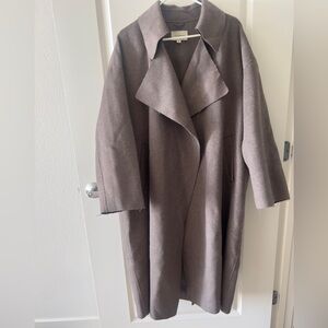 Brown Oversized Shawl-Collar Double Wool Maxi Wrap Slouch Coat